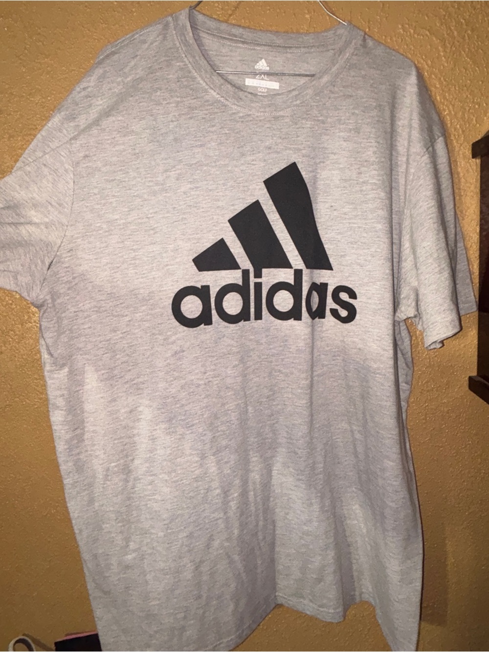 adidas Light Gray Short Sleeve Logo Tee with Black Branding